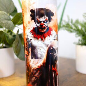 Scary Clown and Skeleton, Blood 20oz Stainless Tumbler, Handmade, hot, cold